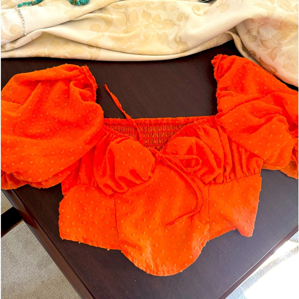 Orange Cropped Top by SHEIN
